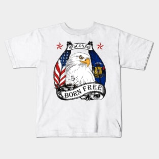 USA Wisconsin Eagle - Born Free Kids T-Shirt